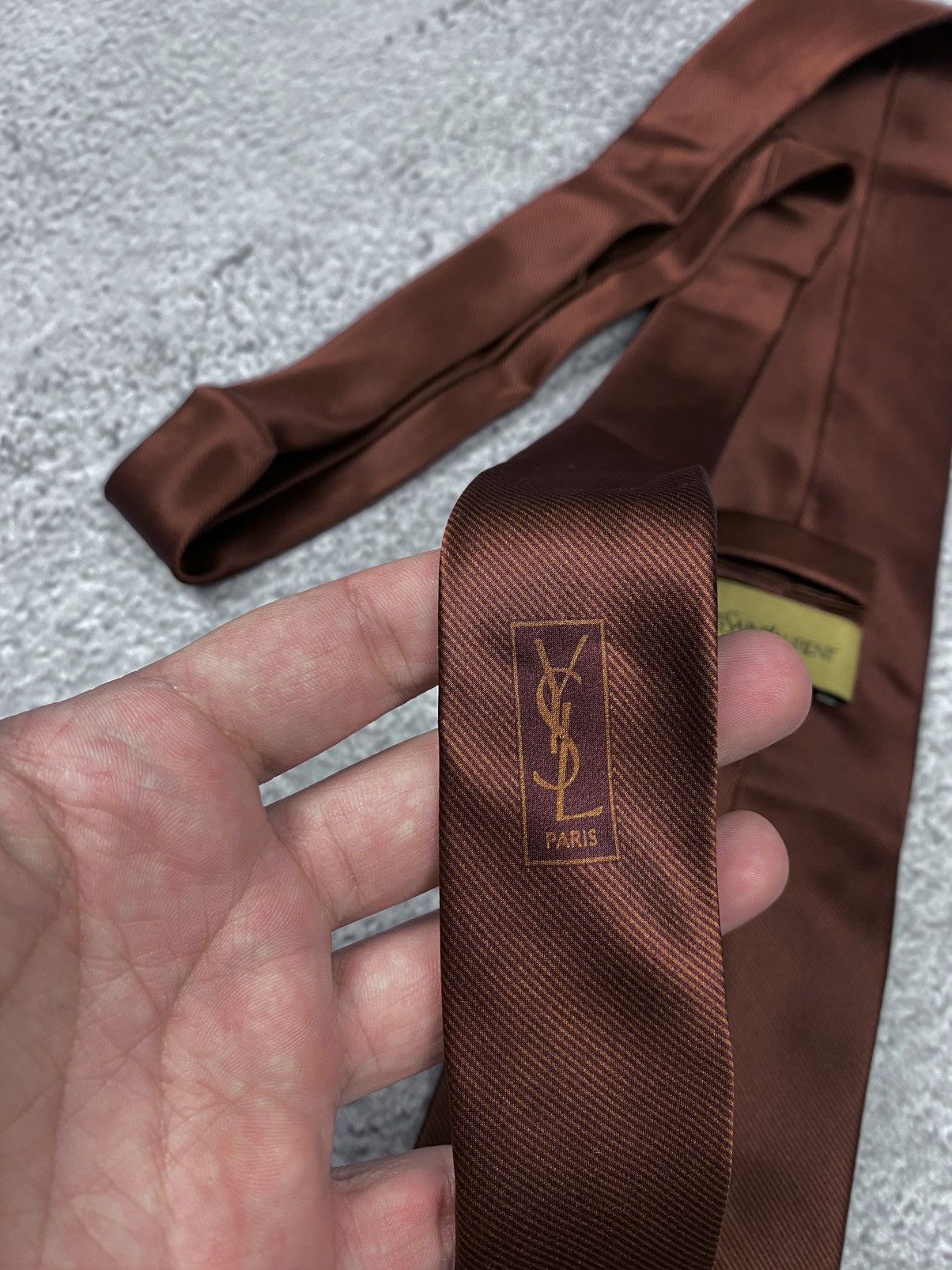 Vintage × Yves Saint Laurent Yves Saint Laurent Vintage YSL Big Logo Silk Tie Size ONE SIZE - 7 Thumbnail