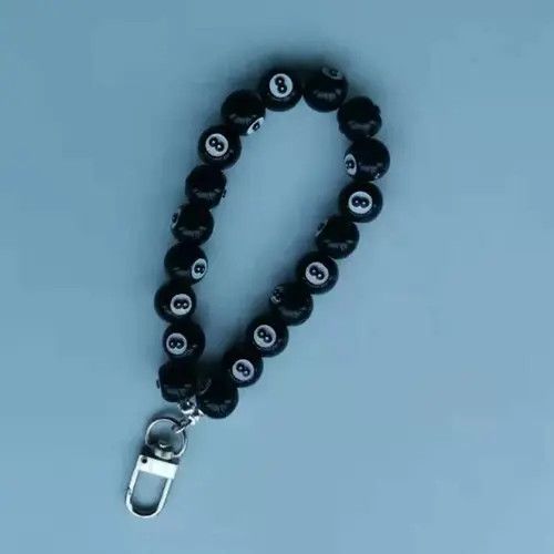 Vintage Creative Punk Acrylic Black Billiards 8 Ball Beads Key Chain Size ONE SIZE - 4 Thumbnail