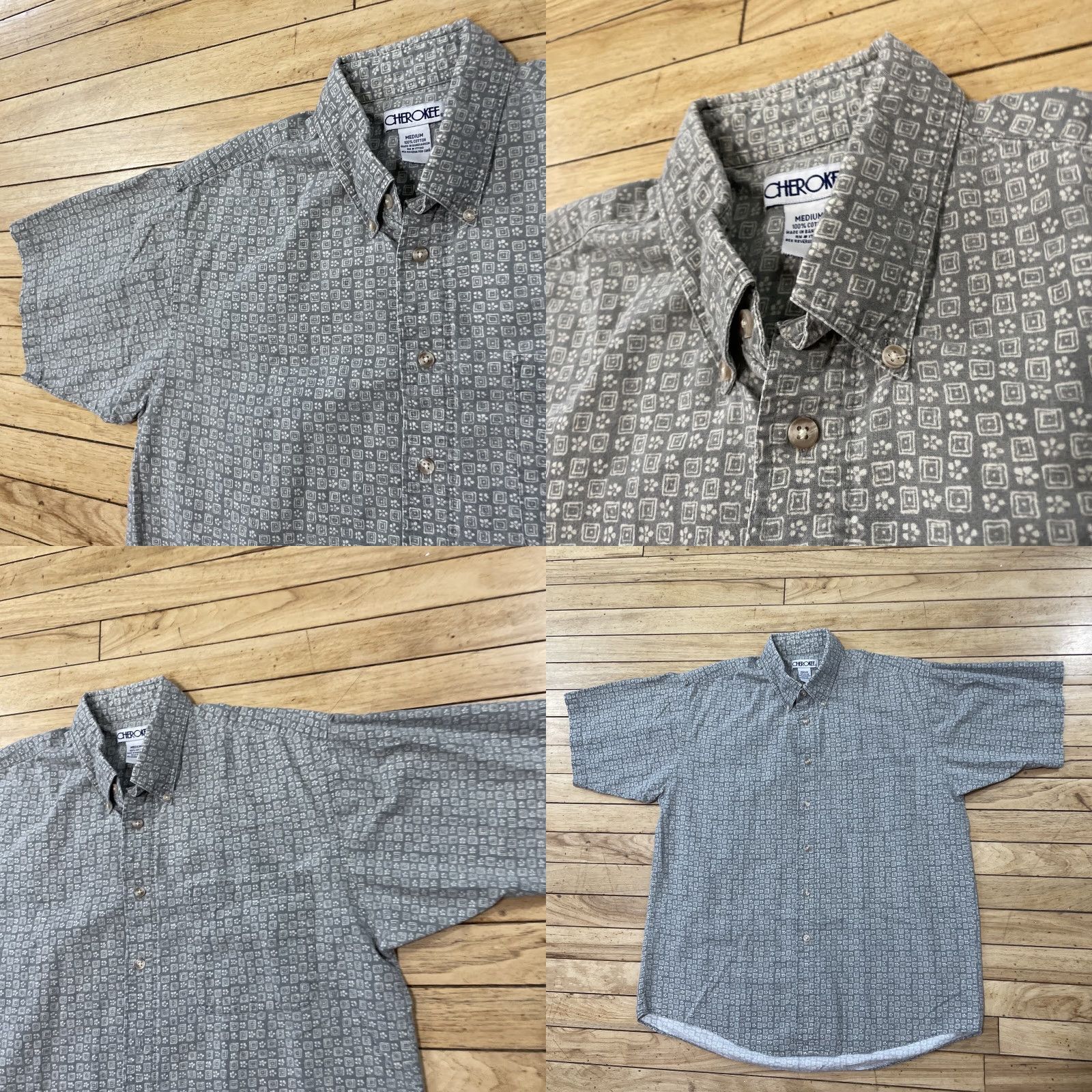 Cherokee VINTAGE Cherokee Button-Up Shirt Men M Gray Western Geometric Floral Retro Grandpa Shirt Size US M / EU 48-50 / 2 - 9 Thumbnail