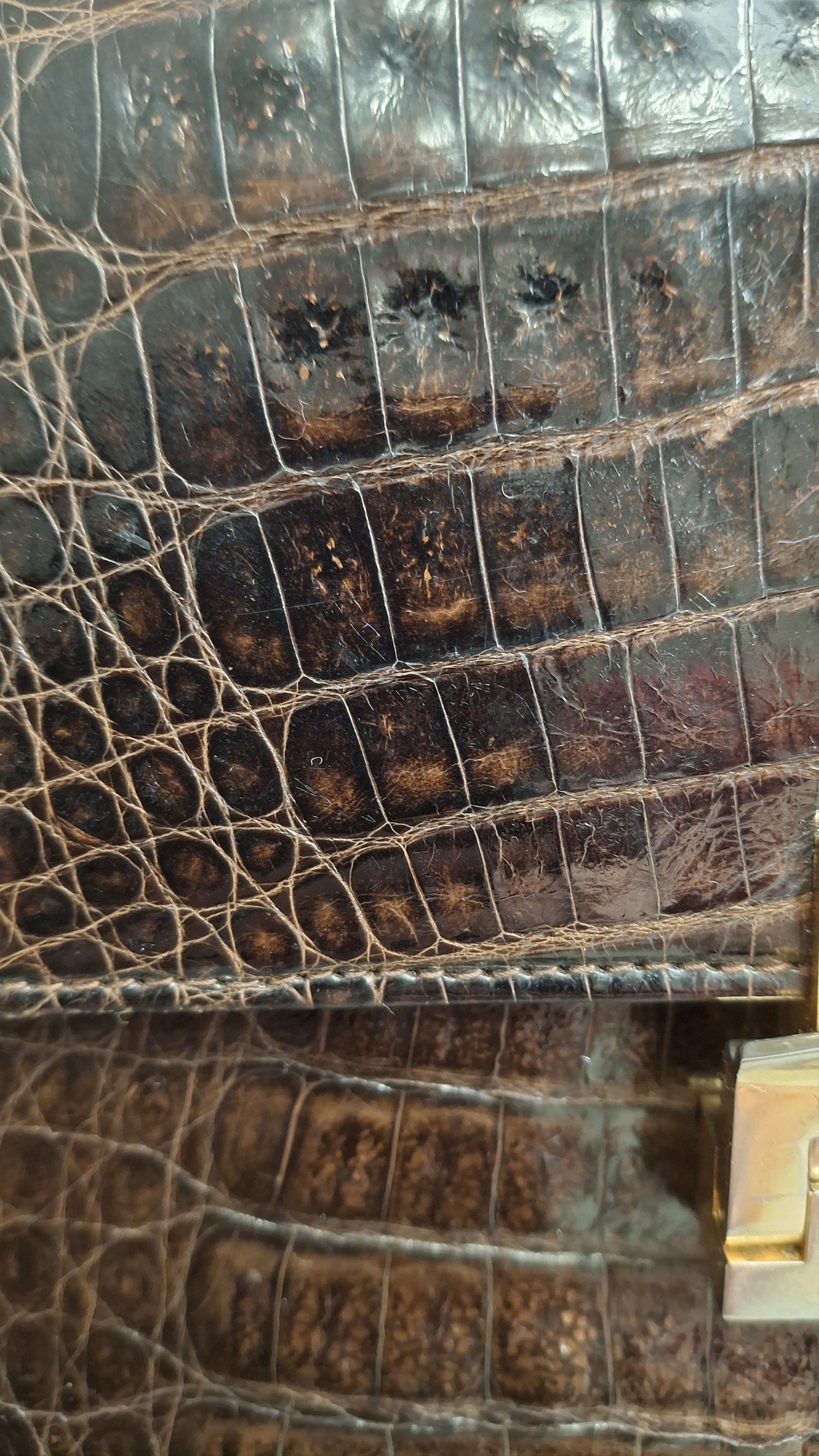 Vintage 1950s Genuine Crocodile Leather Structured Handbag Size ONE SIZE - 6 Thumbnail