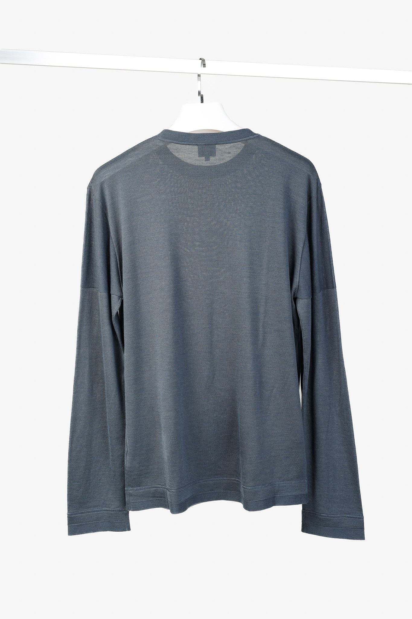 Armani Collezioni Armani Collezioni Blue Silk-Blend Pieced Long Sleeve T-Shirt Size US M / EU 48-50 / 2 - 2 Thumbnail