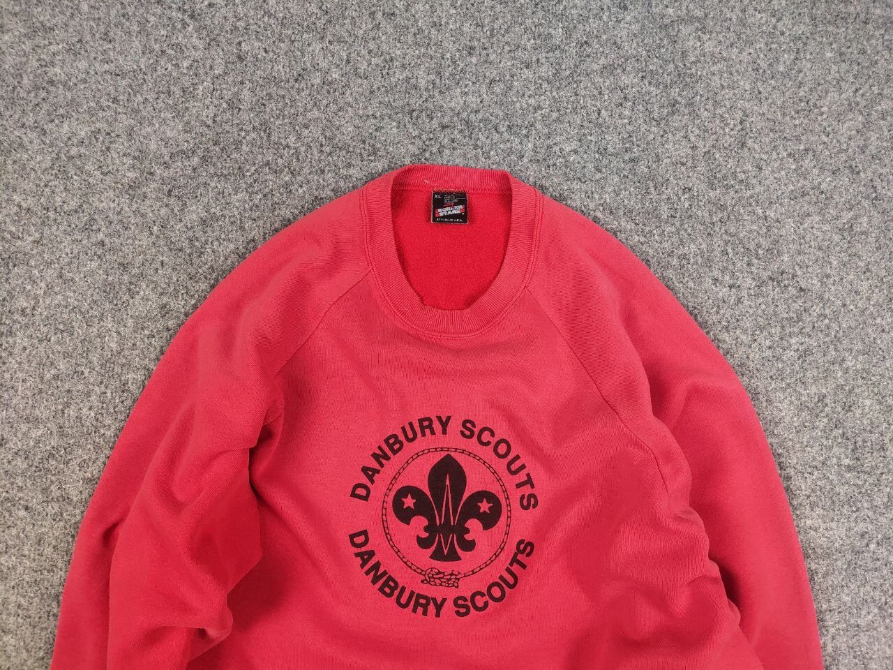 Vintage Vintage 80's Danbury Scouts Logo Red Faded Sweatshirt Size US XL / EU 56 / 4 - 9 Thumbnail
