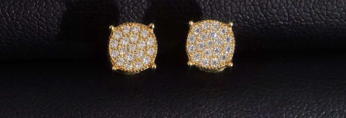 Other VVS Iced Out Gold Moissanite Earrings 6.5mm Size ONE SIZE - 1 Thumbnail