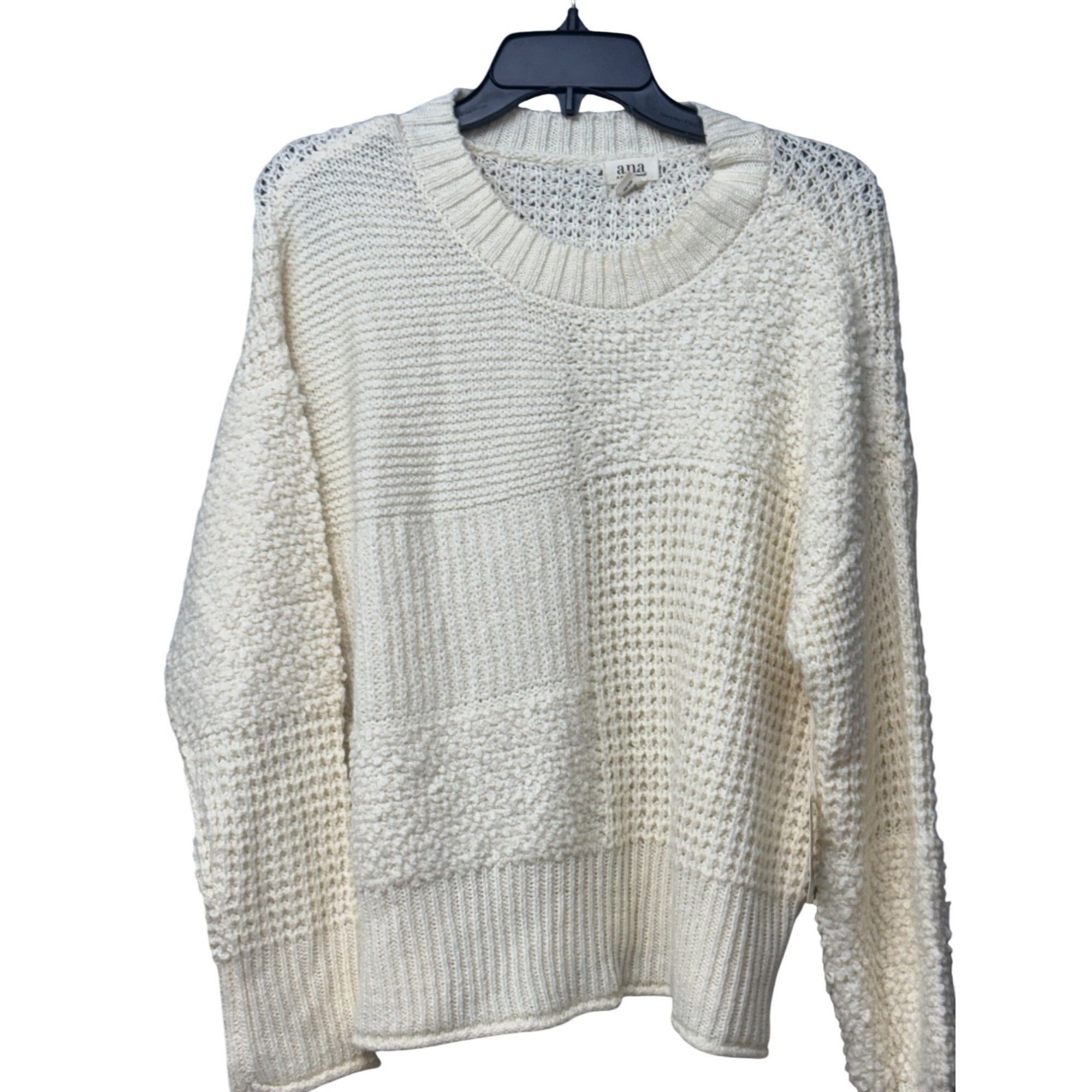 Other a.n.a Petite Women’s Textured Stitch Crew Neck Sweater, Ivor Size ONE SIZE - 1 Thumbnail
