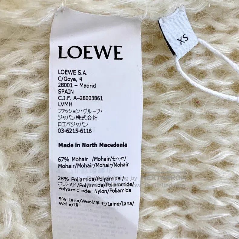 Loewe Loewe Beige Logo Mohair V-Neck Single-Breasted Long Sleeve Size XS / US 0-2 / IT 36-38 - 7 Thumbnail
