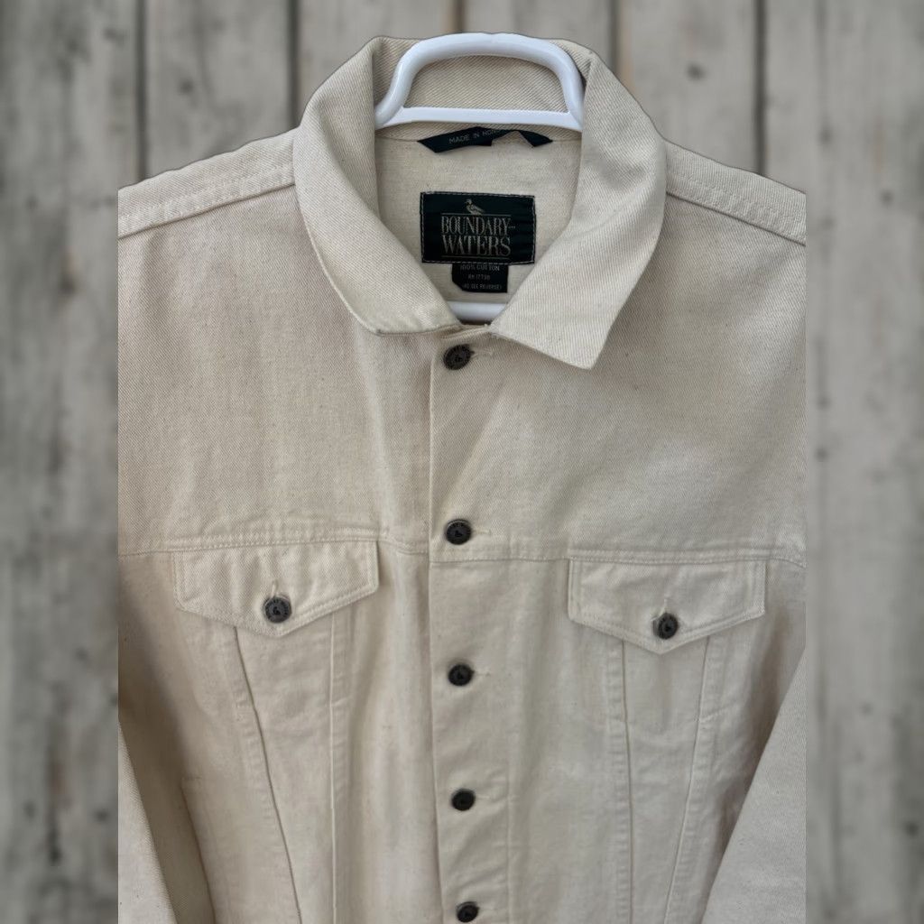 Denime VINTAGE Boundary Waters Trucker Jacket Mens Large USA Made Denim 100% Cotton Tan Beige L Size US L / EU 52-54 / 3 - 1 Thumbnail