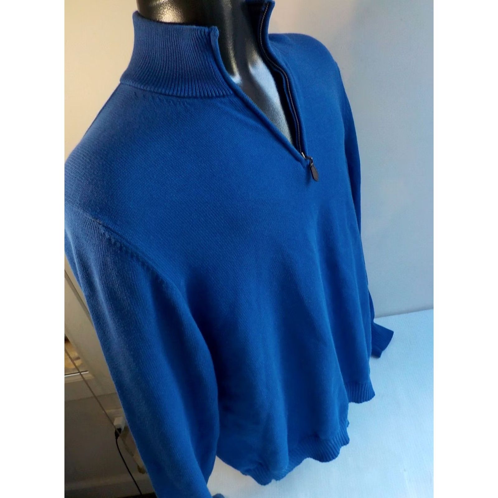 Brooks Brothers BROOKS BROTHERS 1/4 Zip Pullover Sweater 100% Cotton Blue L Mens Knit Mock Neck Ribbed Collar Cuffs Waistband Style Pullover Regular Size Large Size US L / EU 52-54 / 3 - 3 Thumbnail