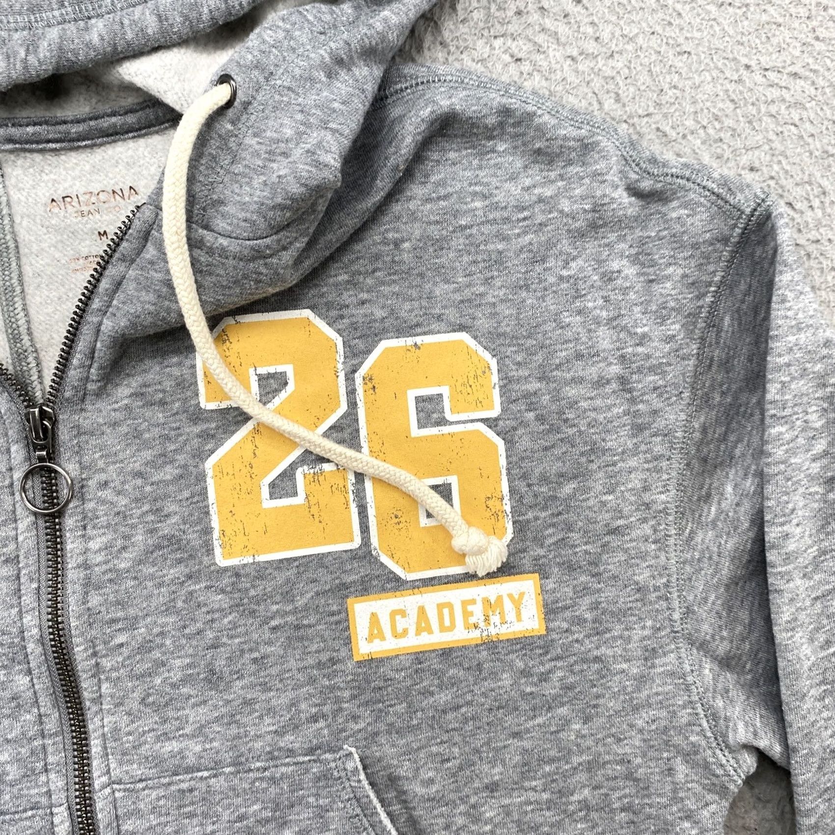 Vintage Arizona Jean Full Zip Women’s Cropped 26 Academy Double Sided Hoodie M Gray Cotton Polyester Blended Fabric Activewear Casual Ladies Hoodie Size M / US 6-8 / IT 42-44 - 2 Thumbnail
