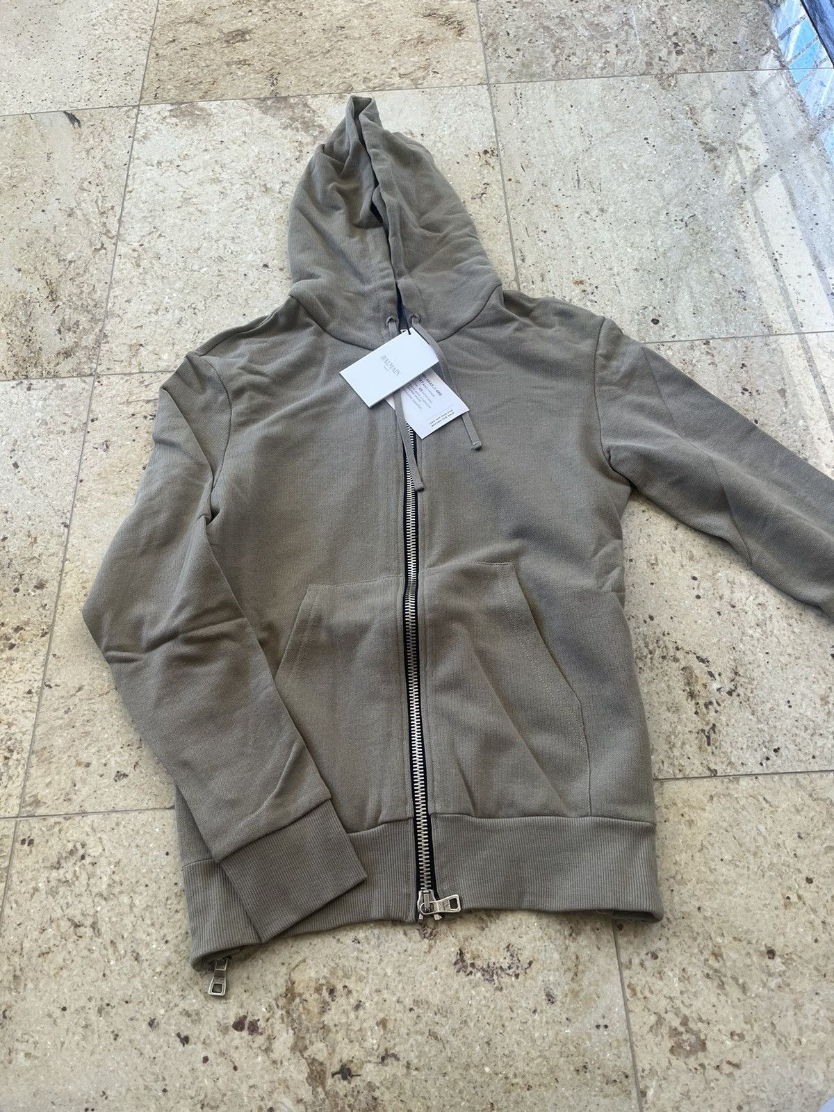 Balmain Lightweight Zip Up Hoodies in Khaki Size US XS / EU 42 / 0 - 12 Thumbnail