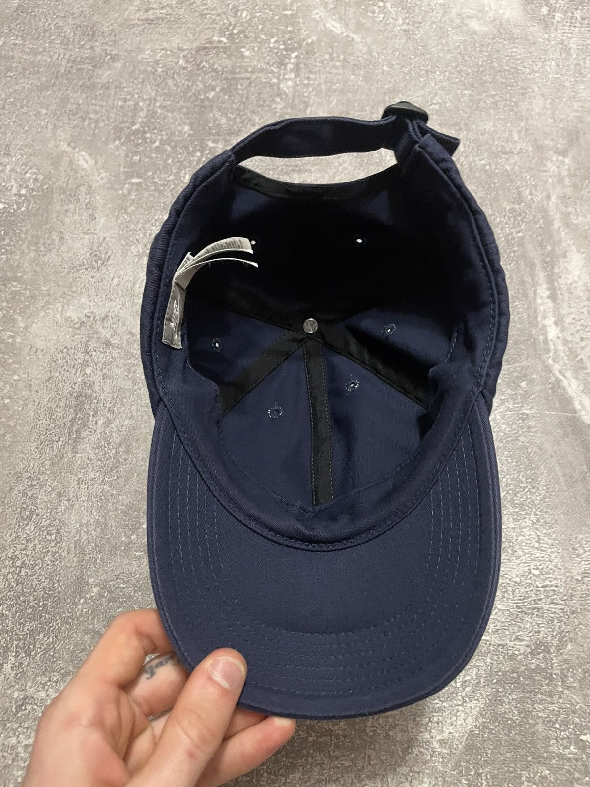 Nike × Vintage Vintage Nike Swoosh Logo Navy Blue Cap Hat Y2K Size ONE SIZE - 7 Thumbnail