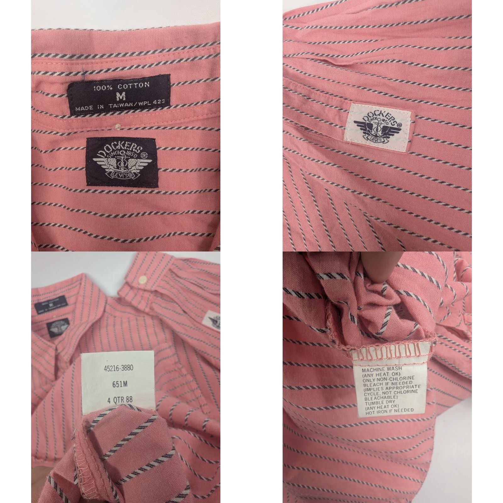 Levi's Vtg Levi’s Dockers Pink Striped Cotton Button Long Sleeve Western Shirt Size M / US 6-8 / IT 42-44 - 8 Thumbnail