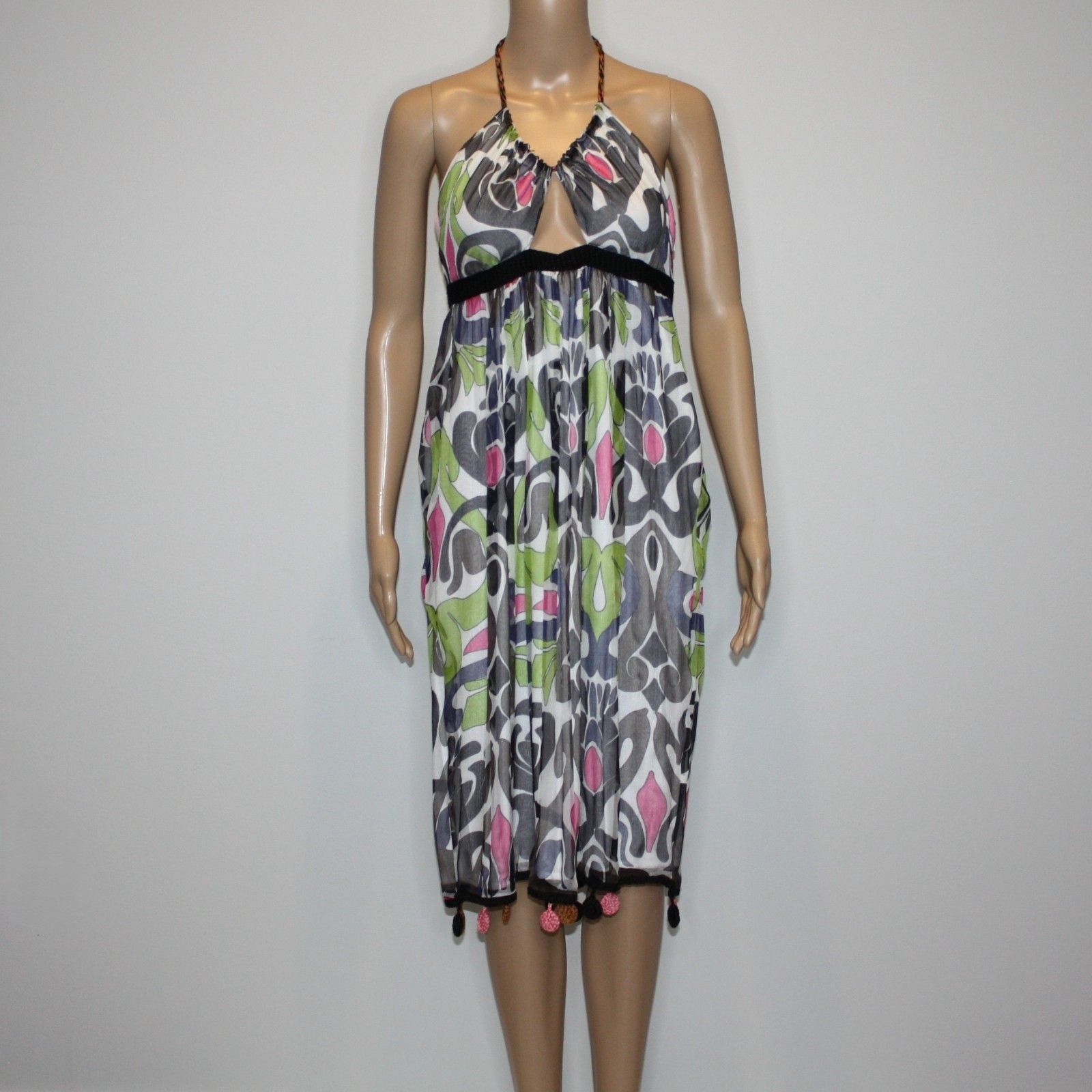 Missoni M Missoni Chiffon Halter Dress with Crochet Pom Poms $861 Size M / US 6-8 / IT 42-44 - 5 Thumbnail