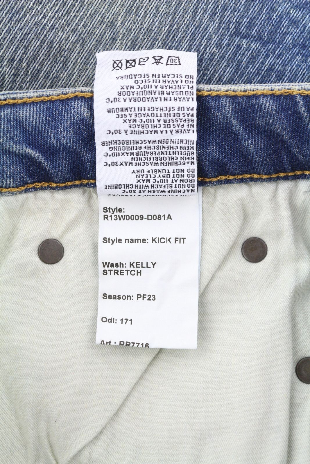 R13 KICK 29 Kelly Stretch Cropped Flared Faded Blue 85428 Size 29" - 9 Thumbnail