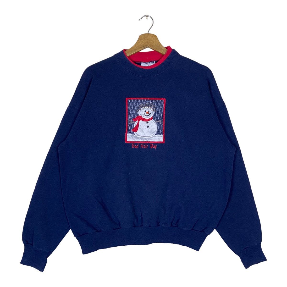 image of Vintage M&c Energy Sportswear Snowman Pullover Jumper in Navy, Men's (Size Large)