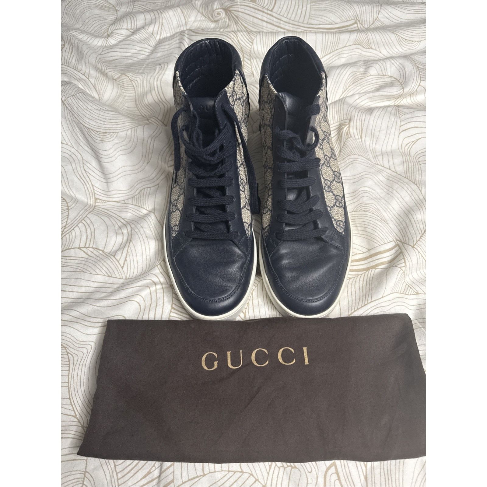 Gucci Gucci Men’s High Top Sneakers, Navy, Size 8.5 US Size US 8.5 / EU 41-42 - 1 Thumbnail