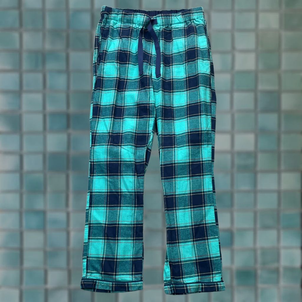 Lands' End Lands' End Pants Womens Medium Green Plaid Cotton Flannel Drawstring Pajama Bottoms Mens? Womens? Size 32" / US 10 / IT 46 - 1 Thumbnail
