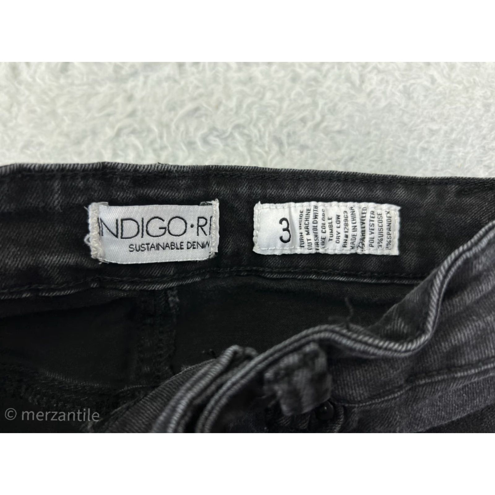 Vintage VINTAGE Indigo Rein Jeans Womens 3 Black Denim Flared Distressed Cotton Blend Hook: Zip, Logo Size 26" / US 2 / IT 38 - 3 Thumbnail