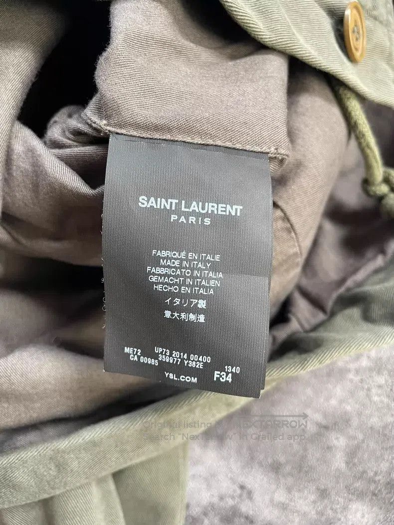 Saint Laurent Paris Saint Laurent Paris Olive Green Washed Studs Patched Leath Size XXS / US 00 / IT 34 - 8 Thumbnail
