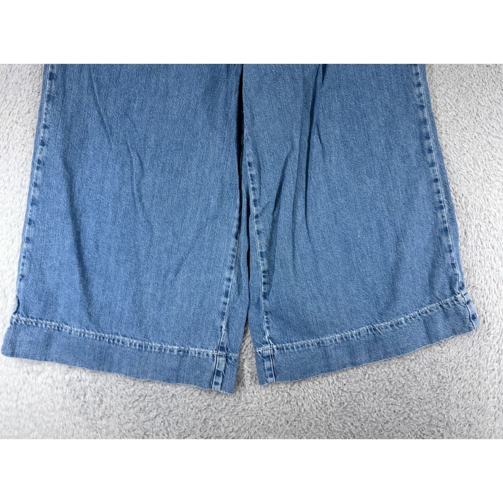 Topshop Top Shop Jeans Womens 25 Blue Denim Moto Wide-Leg Capri Elastic Waist Cott Size 4XL / US 24-26 - 7 Thumbnail