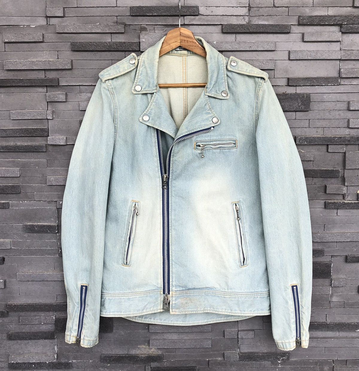 Giacometti Giacometti Washed Denim Blouson Biker Jacket Size US M / EU 48-50 / 2 - 2 Thumbnail