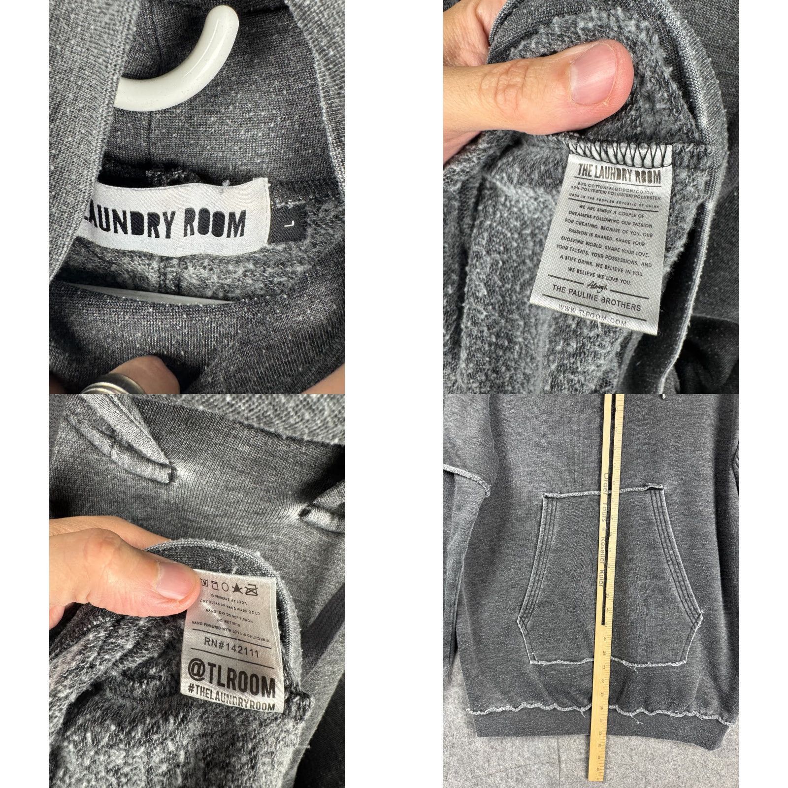 Vintage The Laundry Room Oversized Hoodie Shirt Men Large Gray Distressed Pauline Bro Tiered All Seasons Winter Spring Fall Breathing Pullover Size US L / EU 52-54 / 3 - 8 Thumbnail