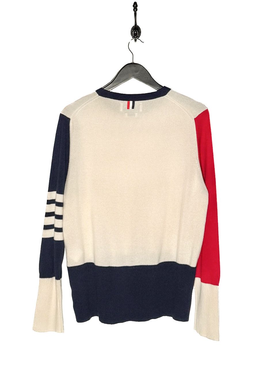 Thom Browne Thom Browne Ivory Colourblock Red Navy Cashmere Sweater Size US XL / EU 56 / 4 - 5 Thumbnail