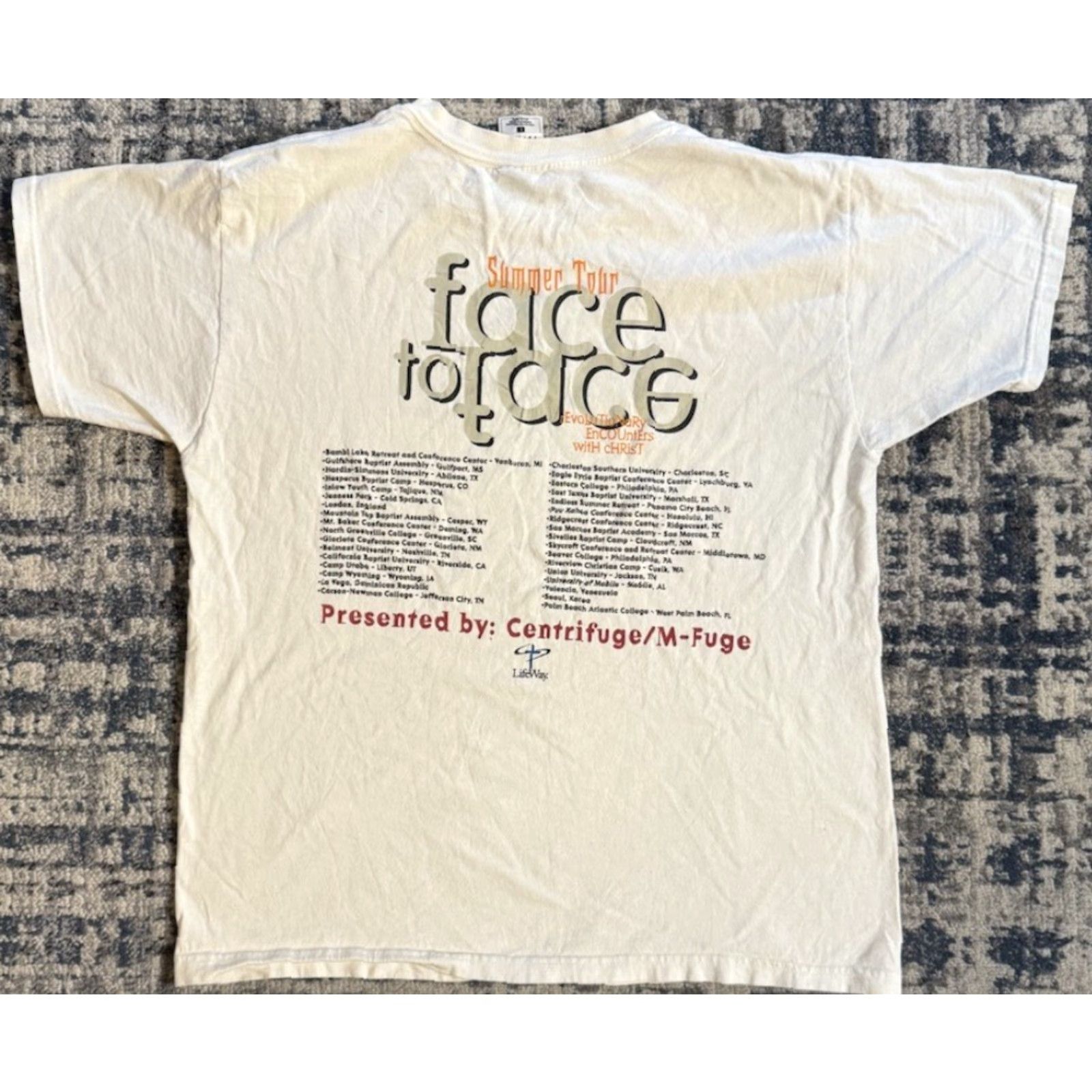 Fruit Of The Loom VINTAGE Lifeway FUGE Cams Face To Face With Christ Tour T Shirt L Jesus Tee Mens 90s Band Punk Rock White Cotton Short Sleeve Crew Neck Graphic Print Size US L / EU 52-54 / 3 - 6 Thumbnail