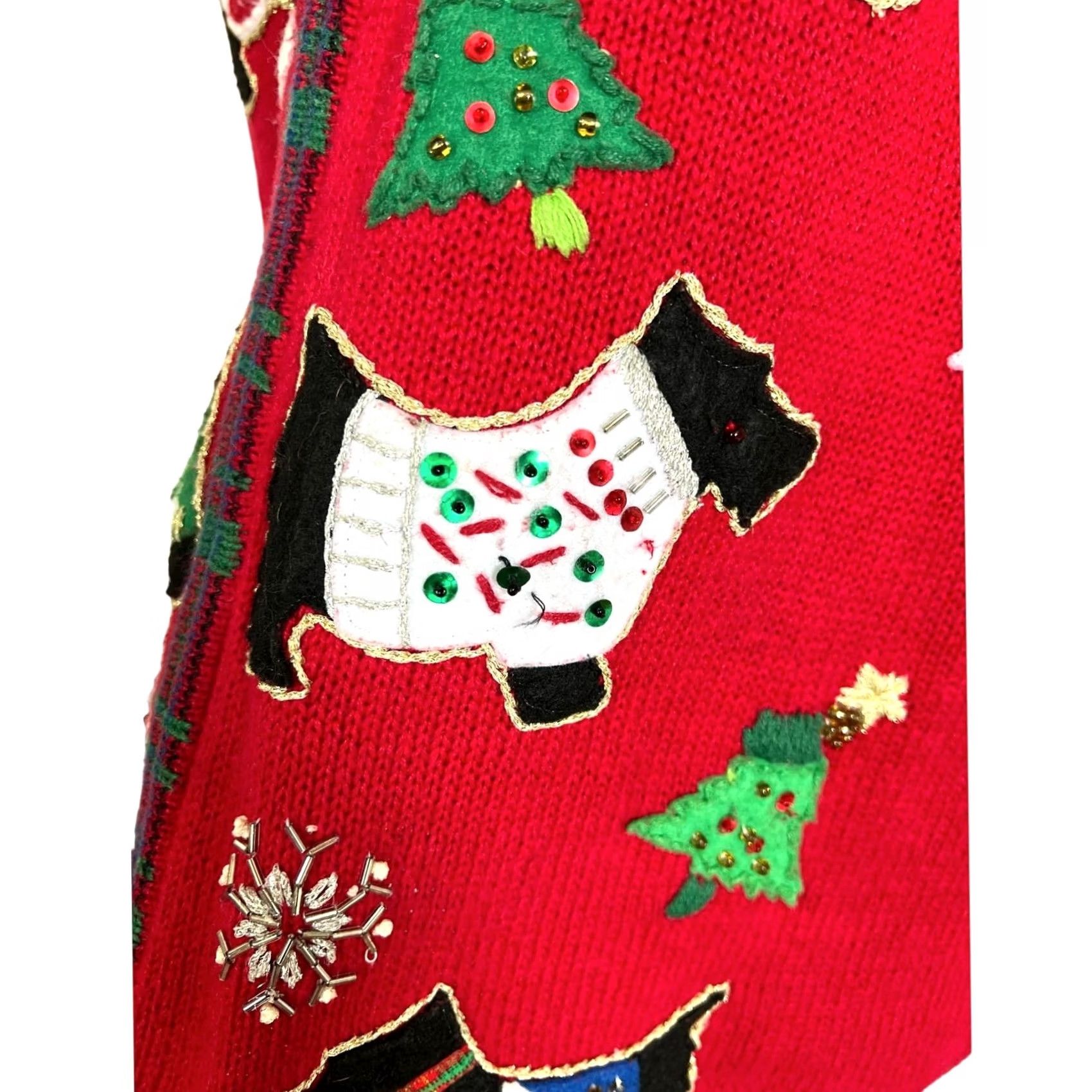 Vintage VINTAGE Heirloom Collectibles Christmas Dogs Embroidered Sequin Beaded V-Neck Vest Women’s Sz M Red Sweater Shirt Size M / US 6-8 / IT 42-44 - 4 Thumbnail