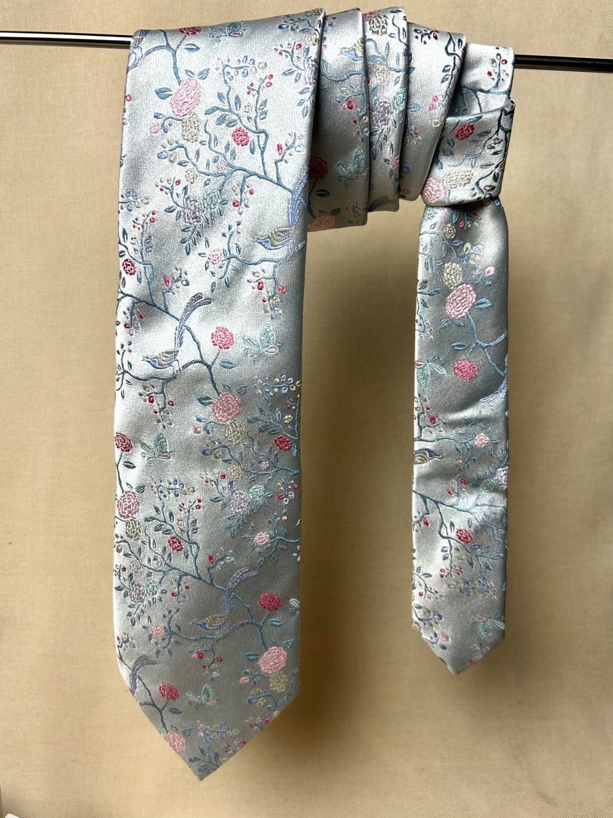 Duchamp London Duchamp London Silver floral Silk Mens Tie Size ONE SIZE - 1 Thumbnail
