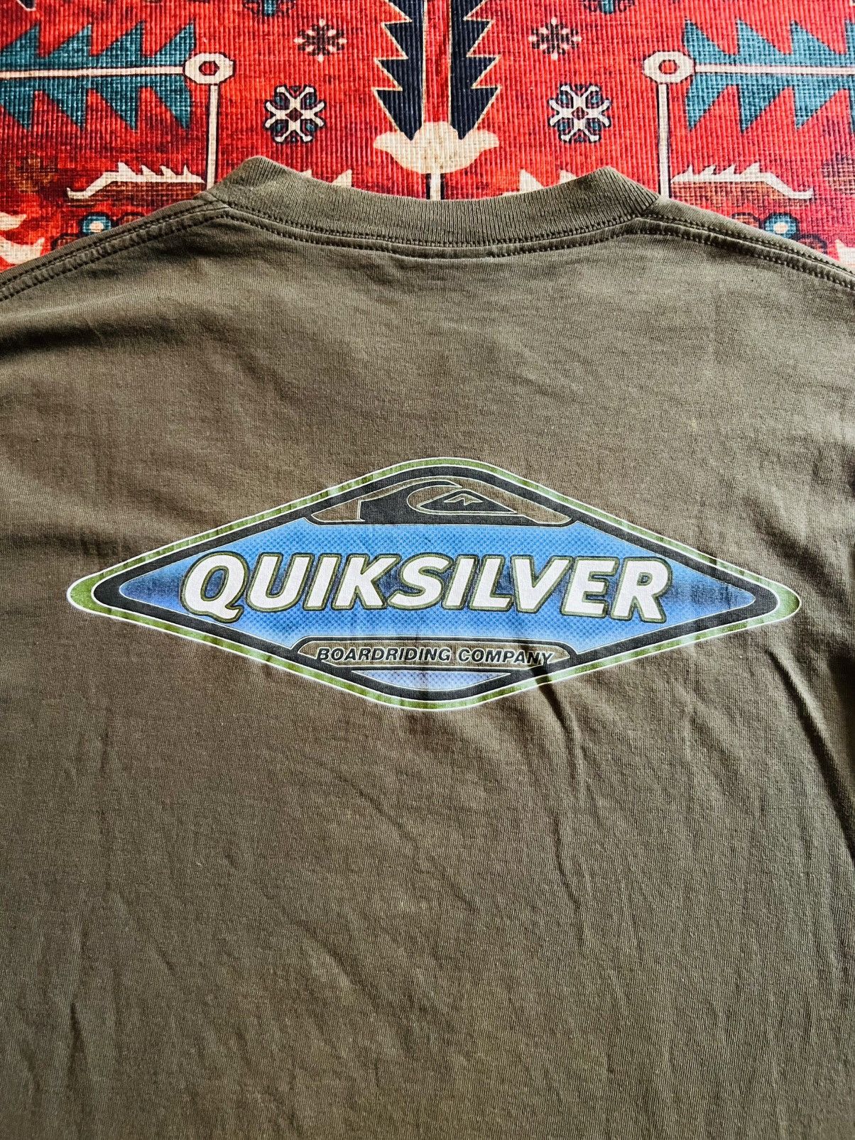 Quiksilver Vintage Quicksilver Olive Green OG Logo Mullet Tee Size US L / EU 52-54 / 3 - 4 Thumbnail