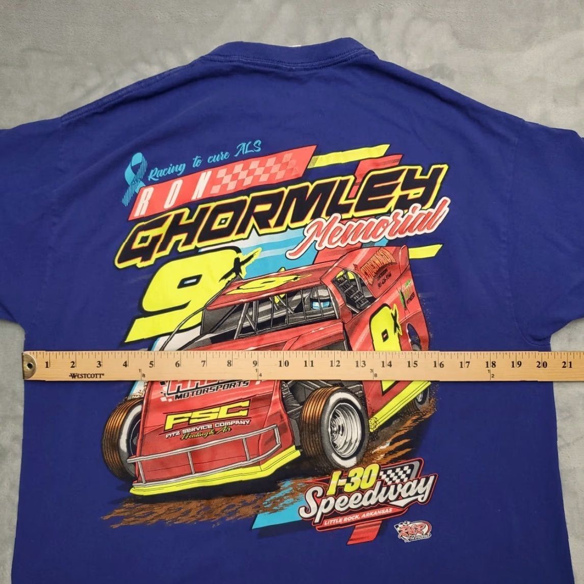 Gildan VINTAGE I-30 Speedway Racing Shirt Mens L Blue Little Rock Short Track Sprint Ghormley Size US L / EU 52-54 / 3 - 7 Thumbnail