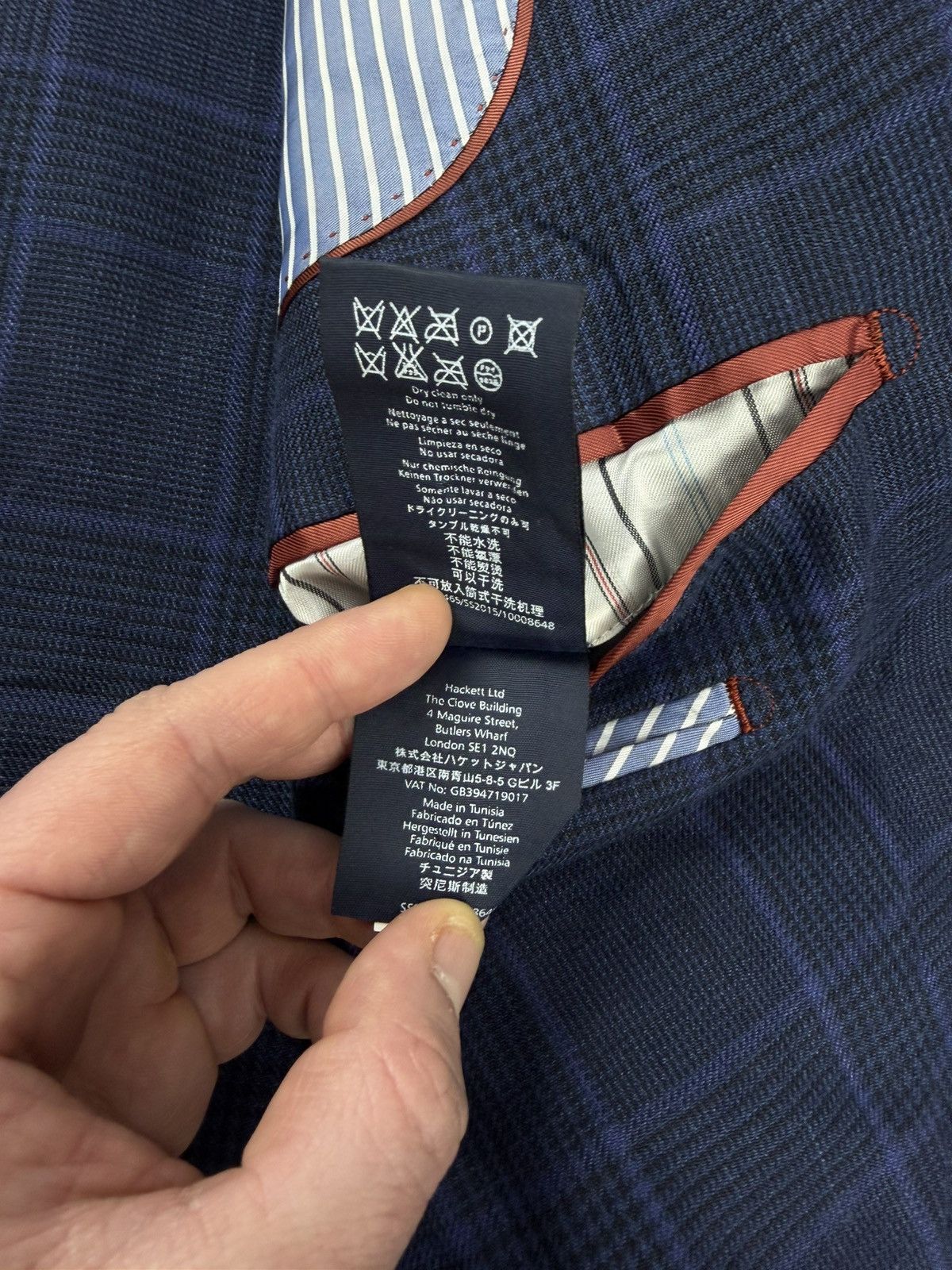 Hackett Hackett London Navy Linen Blazer Blue Check 42R 52R Size 42R - 12 Thumbnail