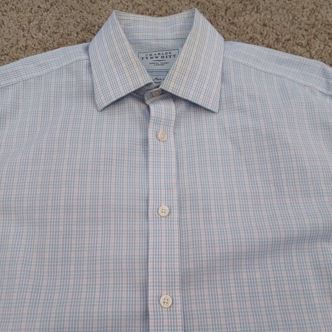 Charles Tyrwhitt Charles Tyrwhitt Shirt Mens Size 16 Slim Pink Plaid Long Sleeve Button Up Size US L / EU 52-54 / 3 - 2 Thumbnail
