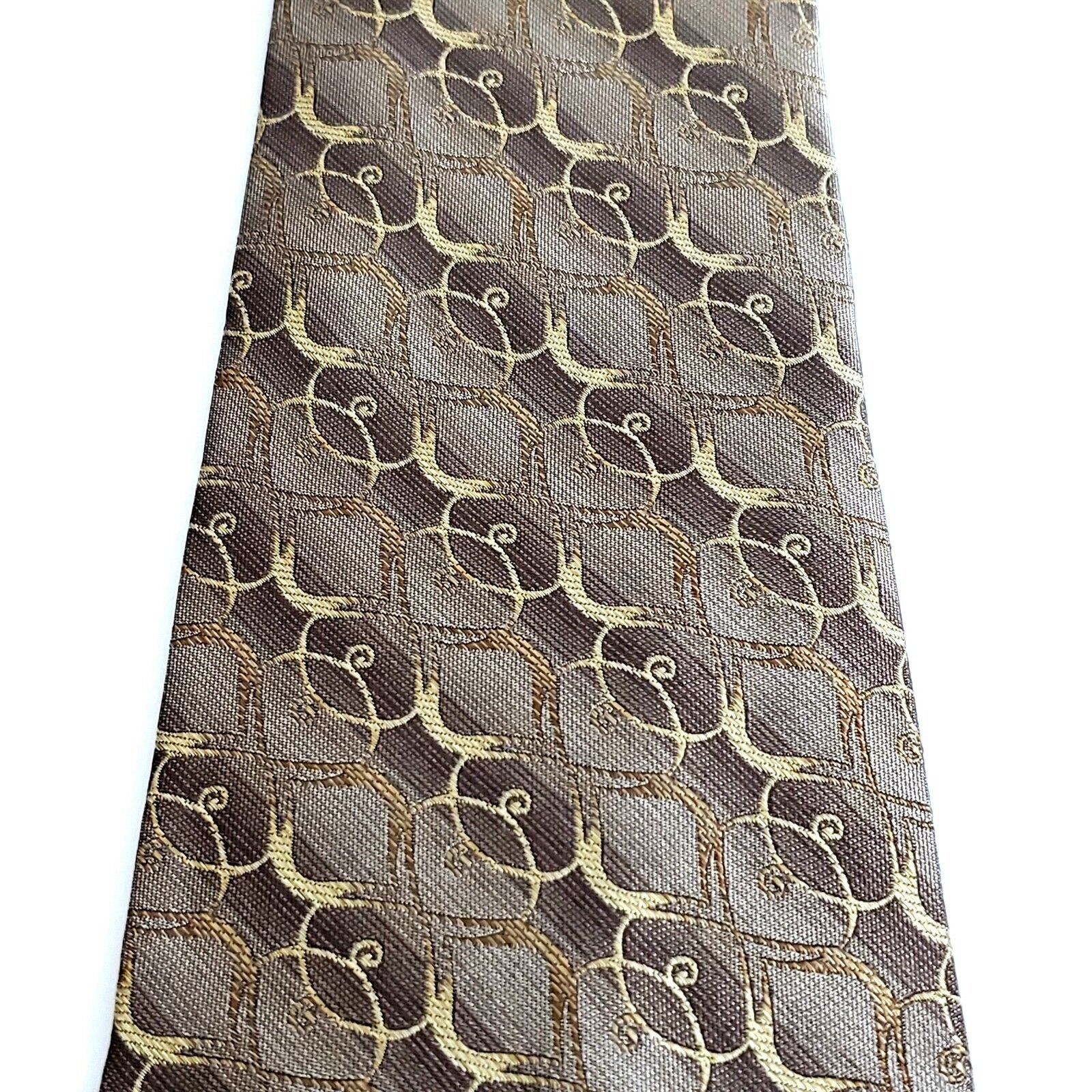 Designer Concepts By Claiborne Woven Brown Tan Geometric Silk Tie Size ONE SIZE - 2 Thumbnail