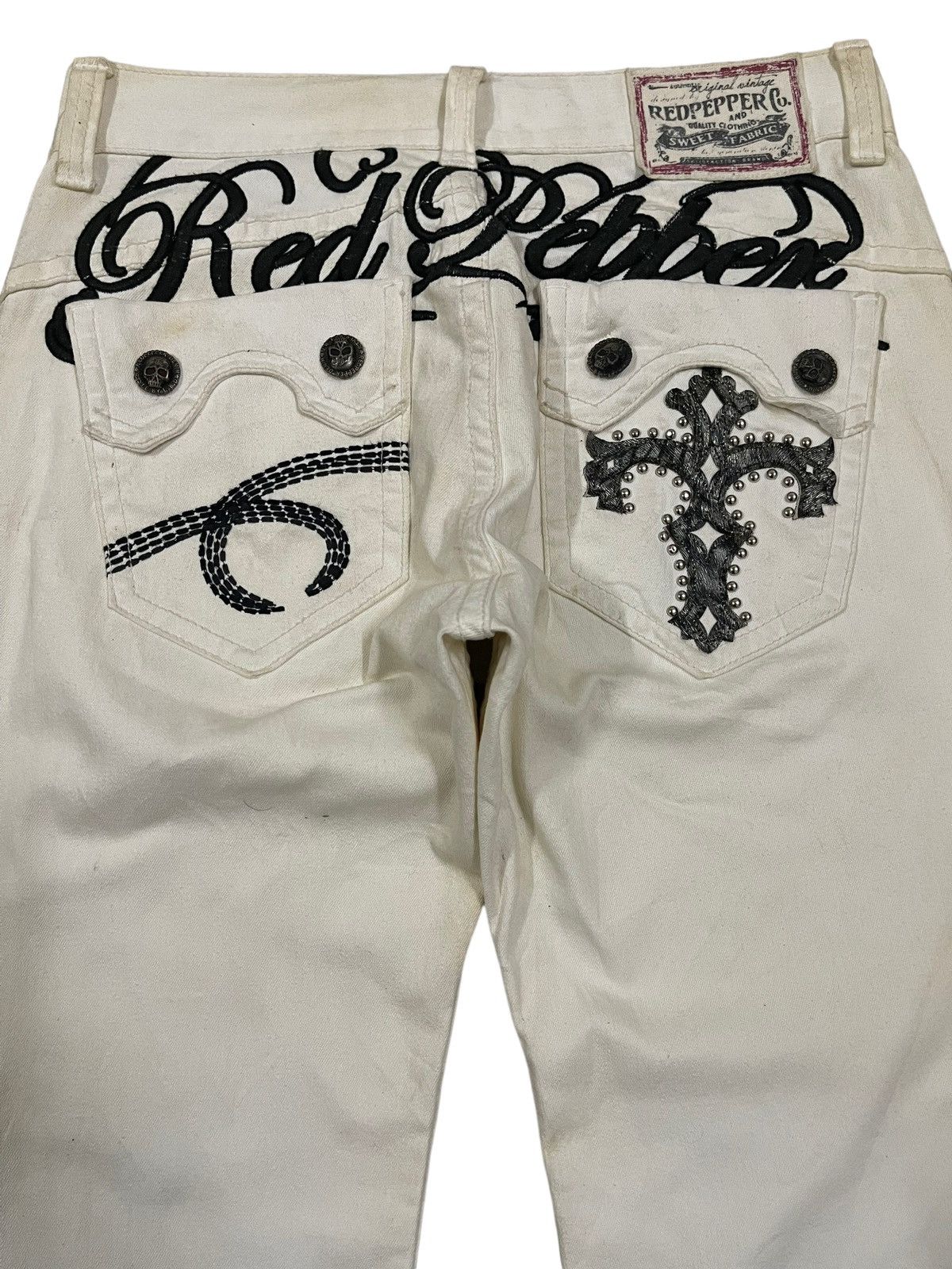 14th Addiction Vintage Japanese Brand Seditionaries Skull Cross Jeans Size US 33 - 3 Thumbnail
