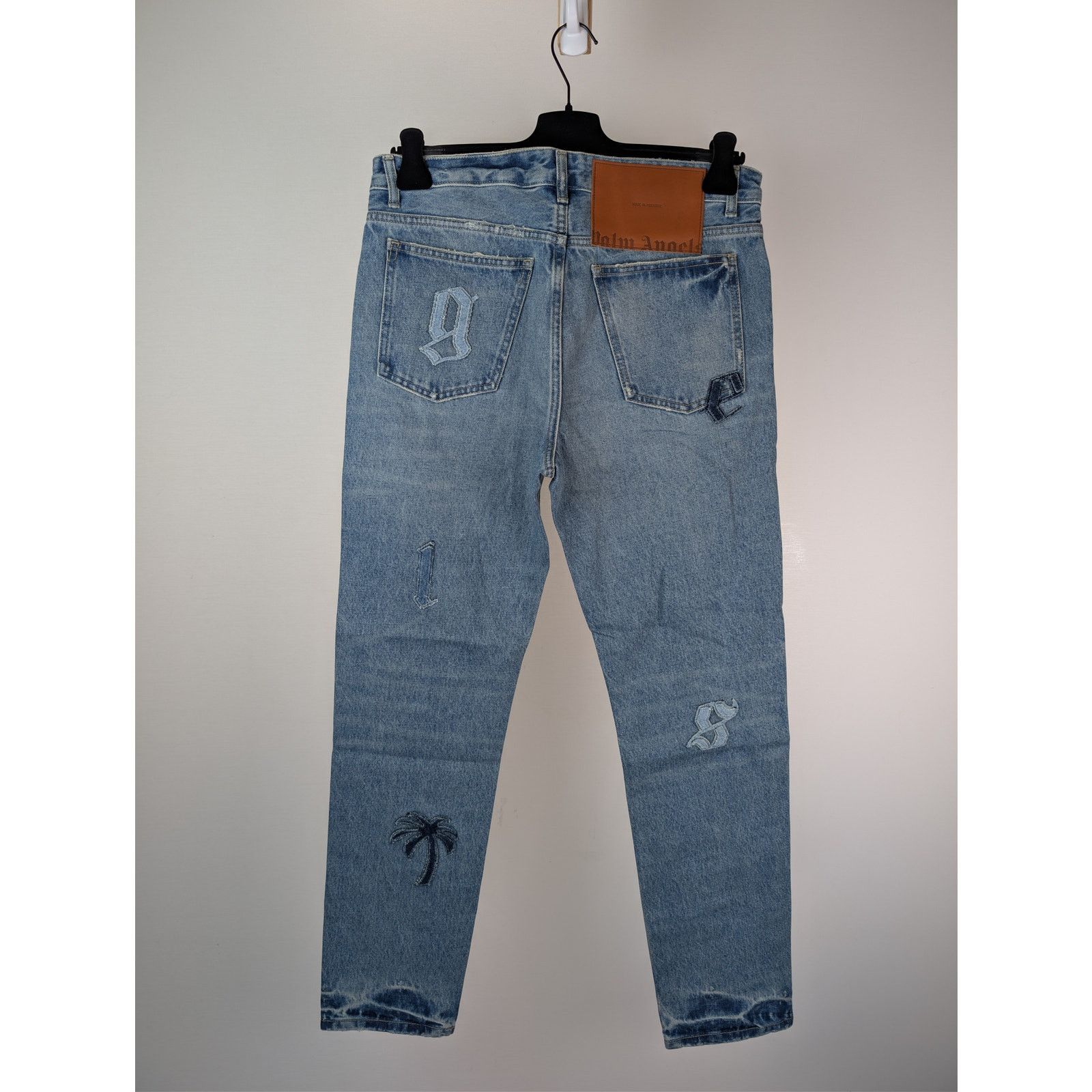Palm Angels o1rshd1 LW Logo Denim Patches Regular Fit Jeans Light Blue Size US 36 / EU 52 - 12 Thumbnail