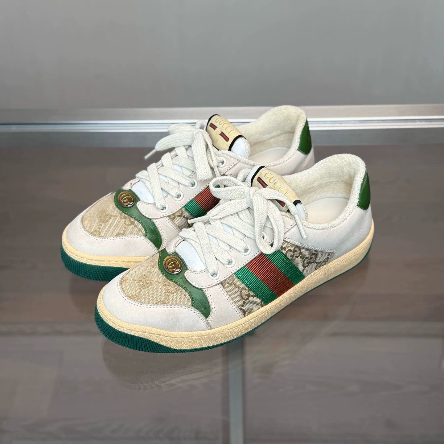 Gucci Gucci Screener GG White Green Sneakers Size US 6 / IT 36 - 1 Thumbnail