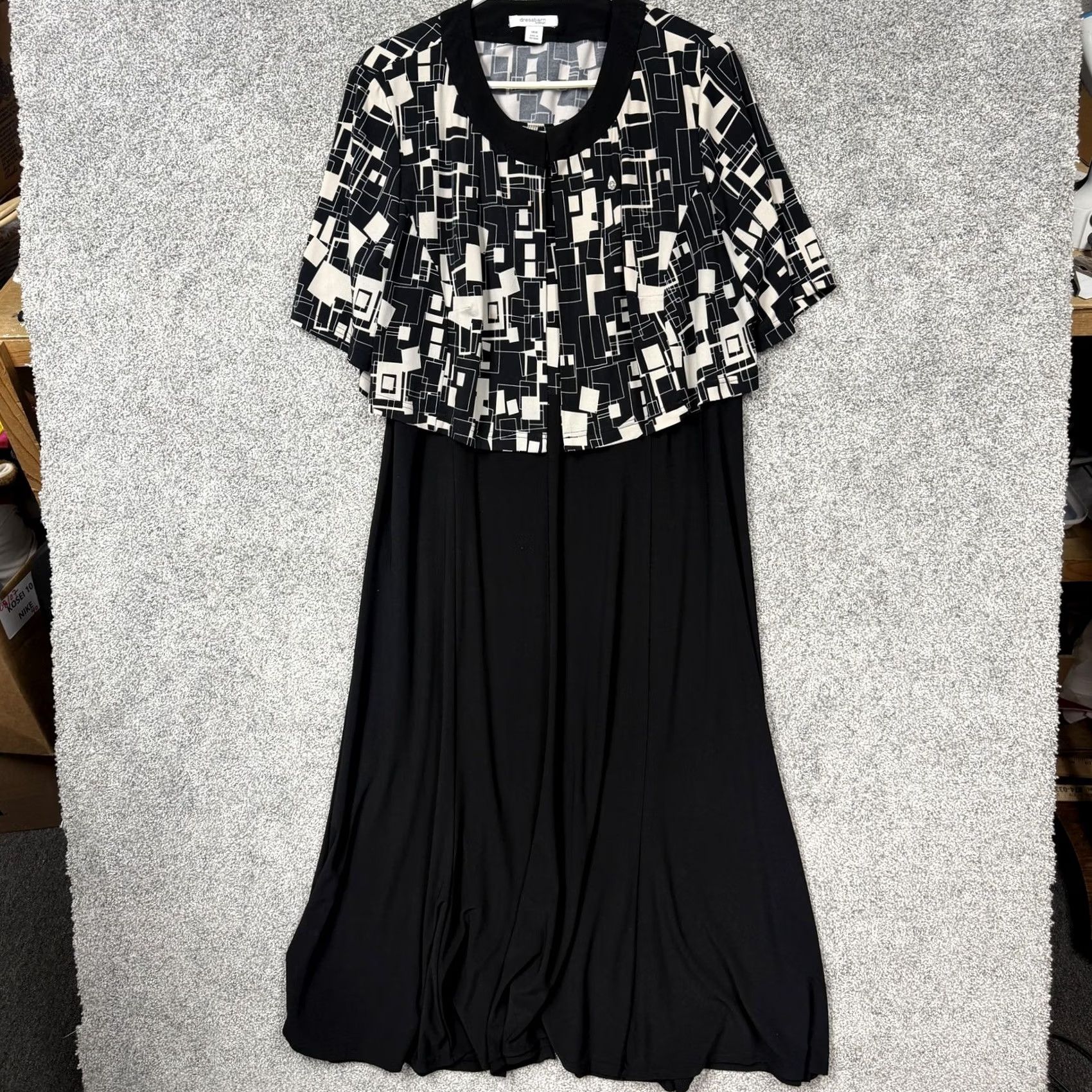 Vintage VINTAGE Dressbarn Jacket Dress 18W Geometric Tank Set Black Office Church Workwear Size XXL / US 16-18 / IT 52-54 - 2 Thumbnail