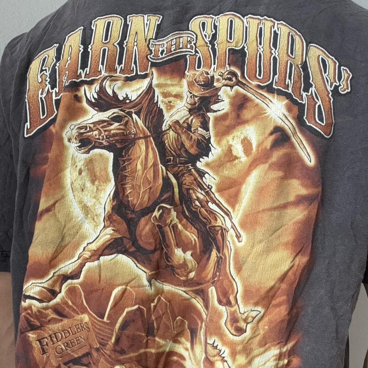 Vintage Vintage Earn the Spurs 2000s Graphics Black Tee Shirt Size US XL / EU 56 / 4 - 3 Thumbnail