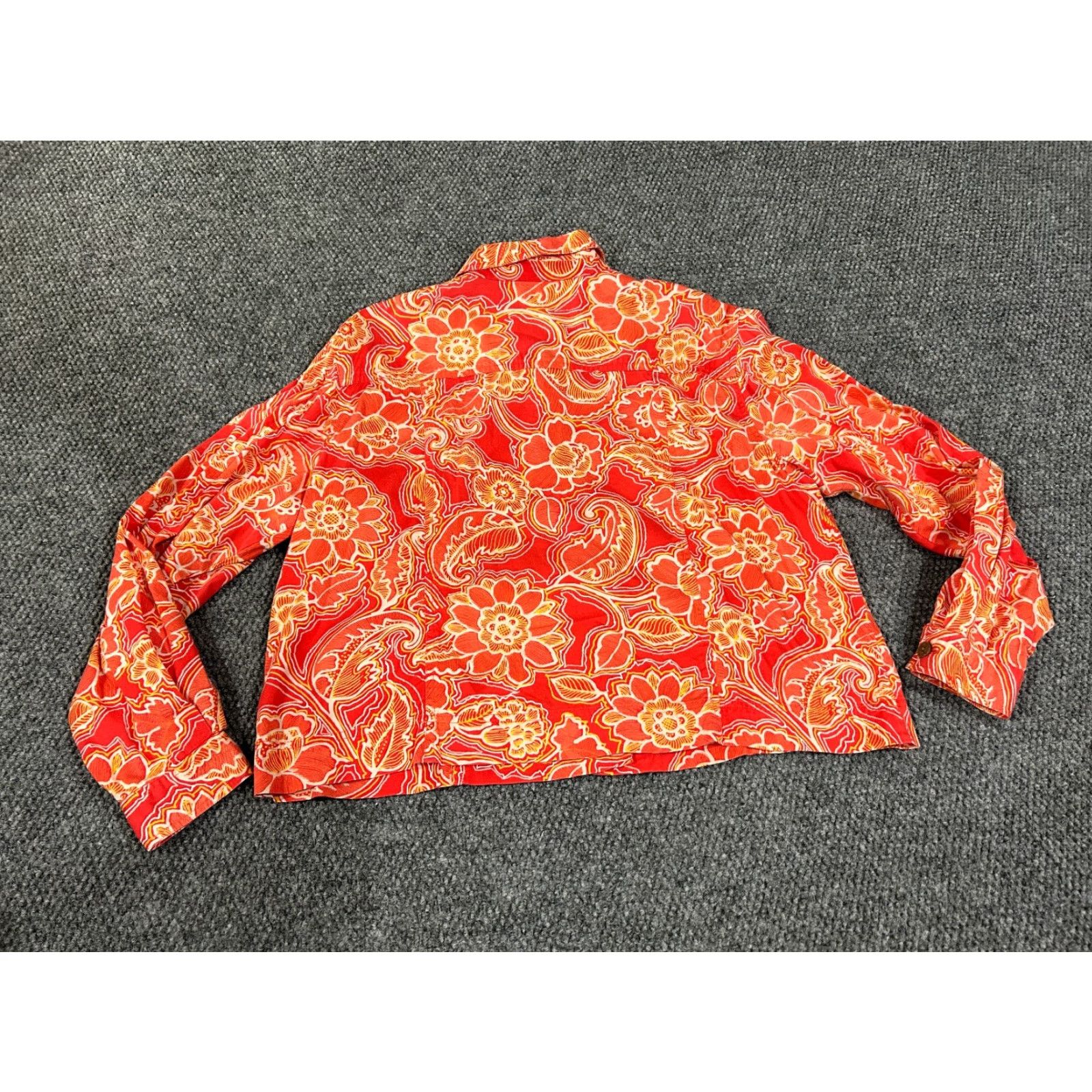 Coldwater Creek Coldwater Creek Jacket XL Red Floral Paisley Button Up Lightweight Size XL / US 12-14 / IT 48-50 - 5 Thumbnail