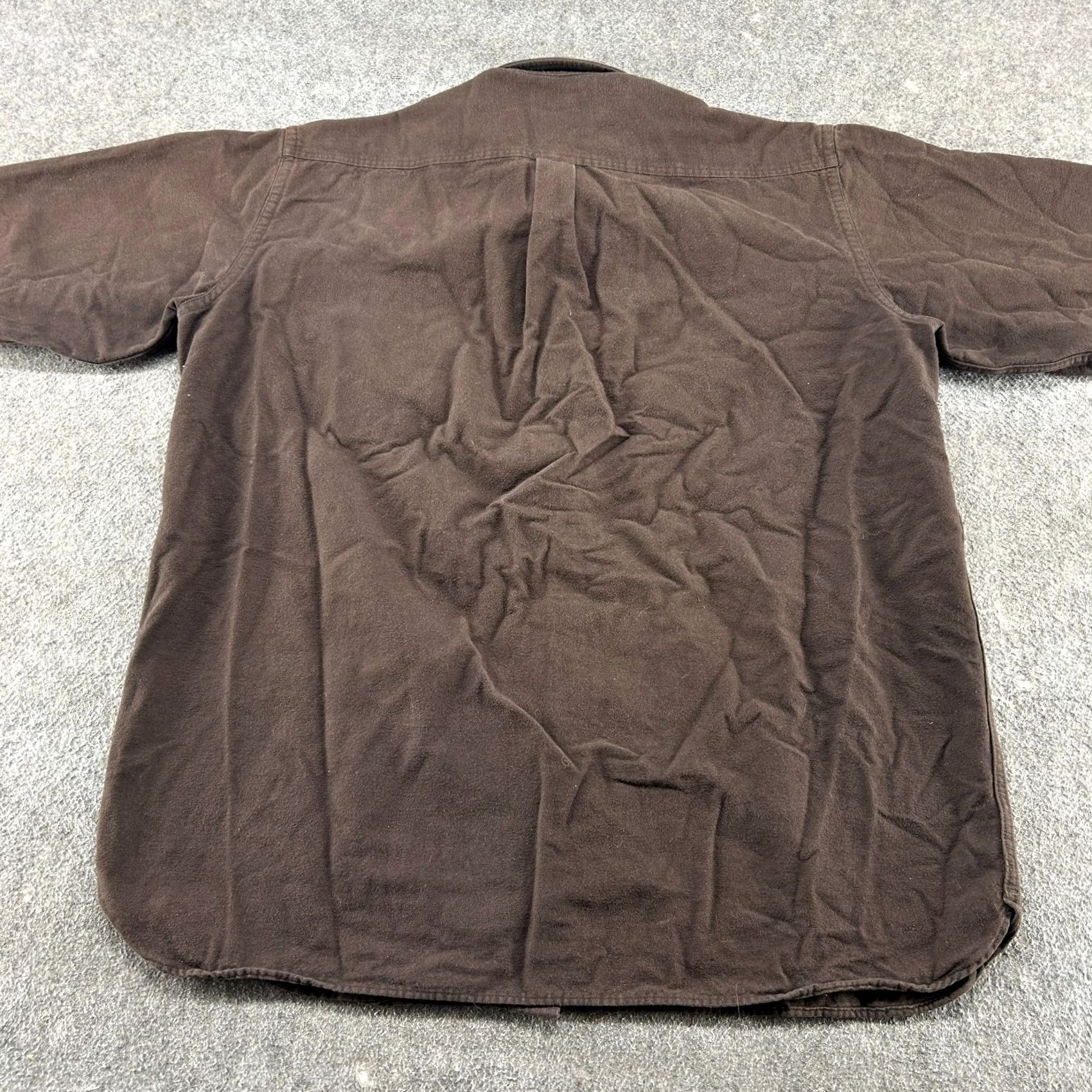 Vintage L.L. Bean Shirt Mens 2XLT Brown Button-Up Long Sleeve Solid Cotton Chamois Flannel 90s Mens Button-Up Size US XXL / EU 58 / 5 - 5 Thumbnail