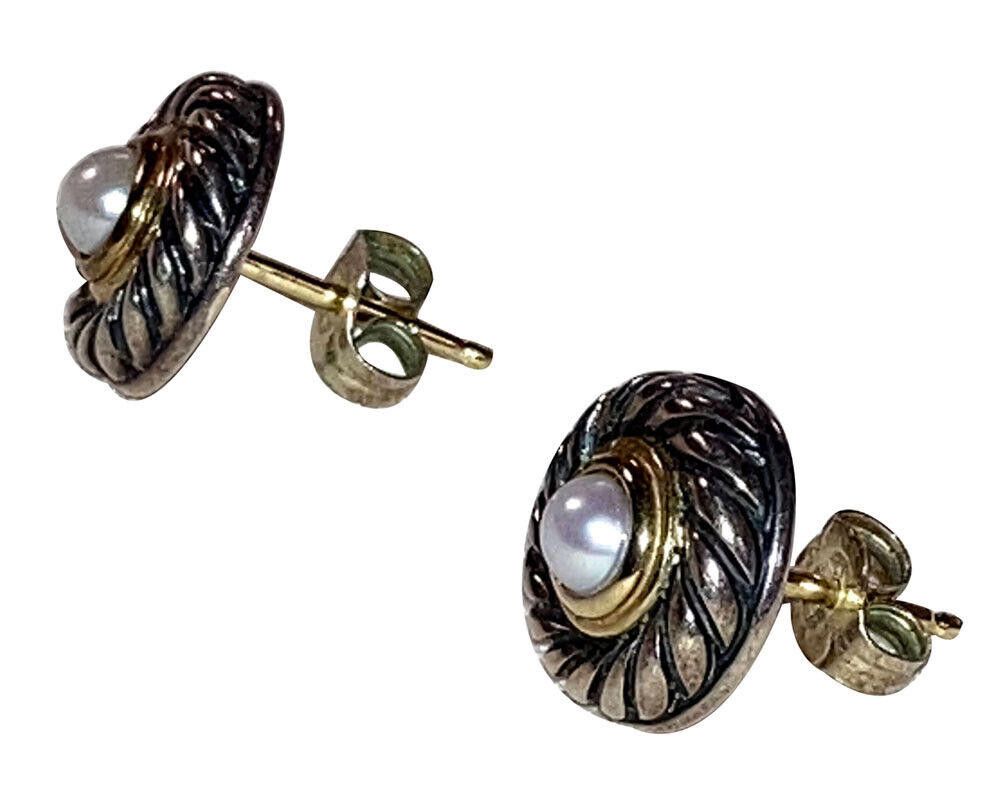 David Yurman David Yurman Cultured Pearl Earrings in Silver with 14ktGold Size ONE SIZE - 2 Thumbnail