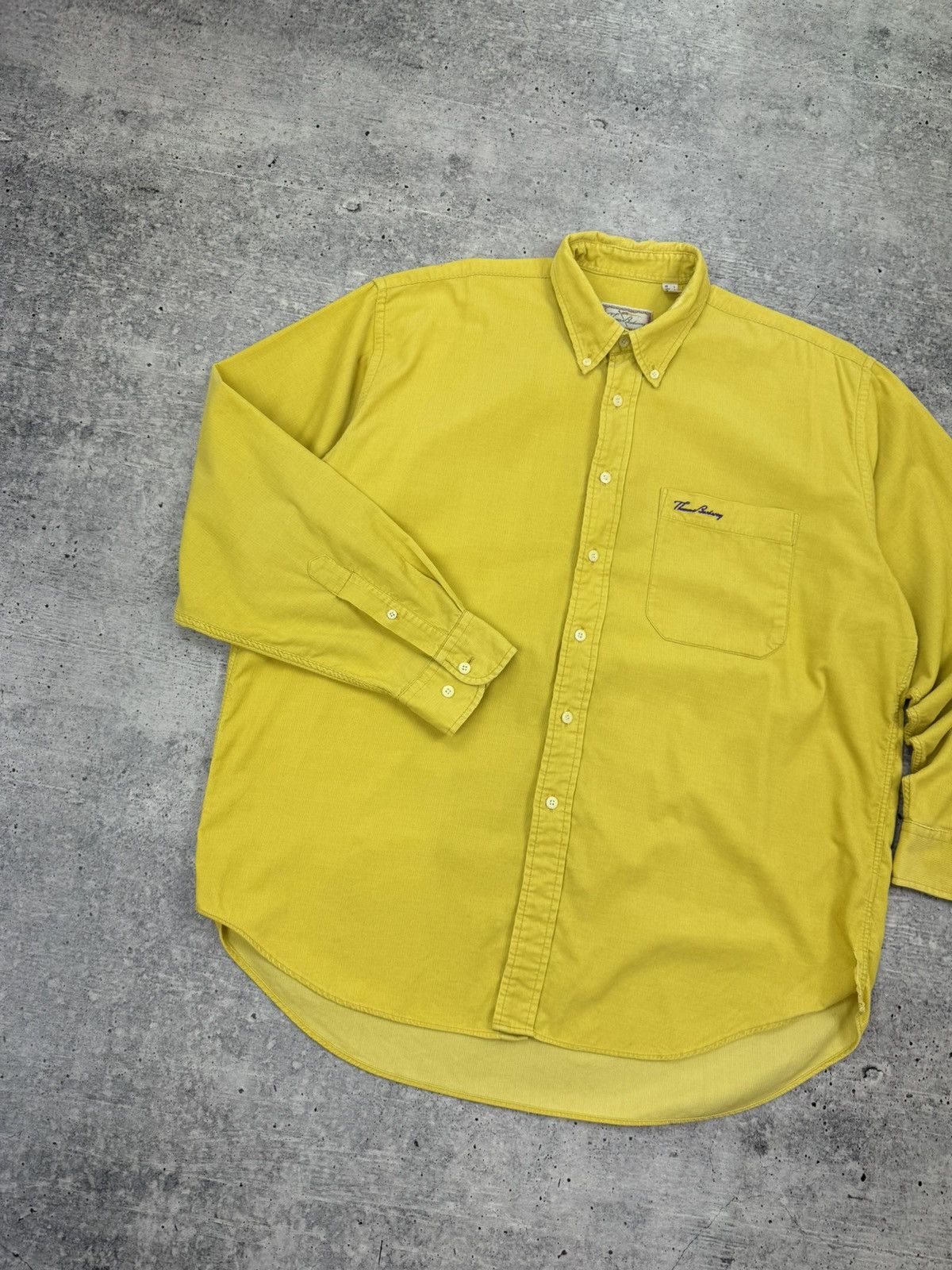 Burberry Vintage Thomas Burberry Logo Casual Yellow Button Up Shirt L Size US L / EU 52-54 / 3 - 2 Thumbnail