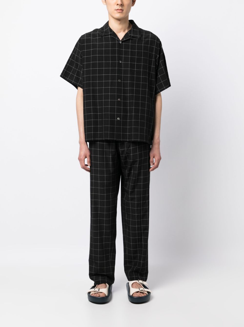 o1w1db10125 Check Pattern Silk Blend Shirt in Black