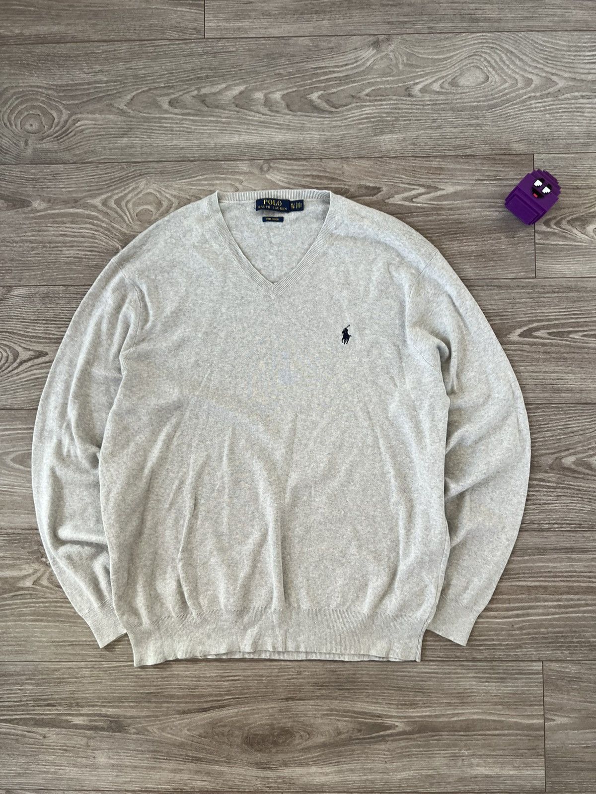 Designer ‼️POLO RALPH LAUREN KNIT LOGO PIMA COTTON V NECK SWEATER‼️ Size US XL / EU 56 / 4 - 4 Thumbnail