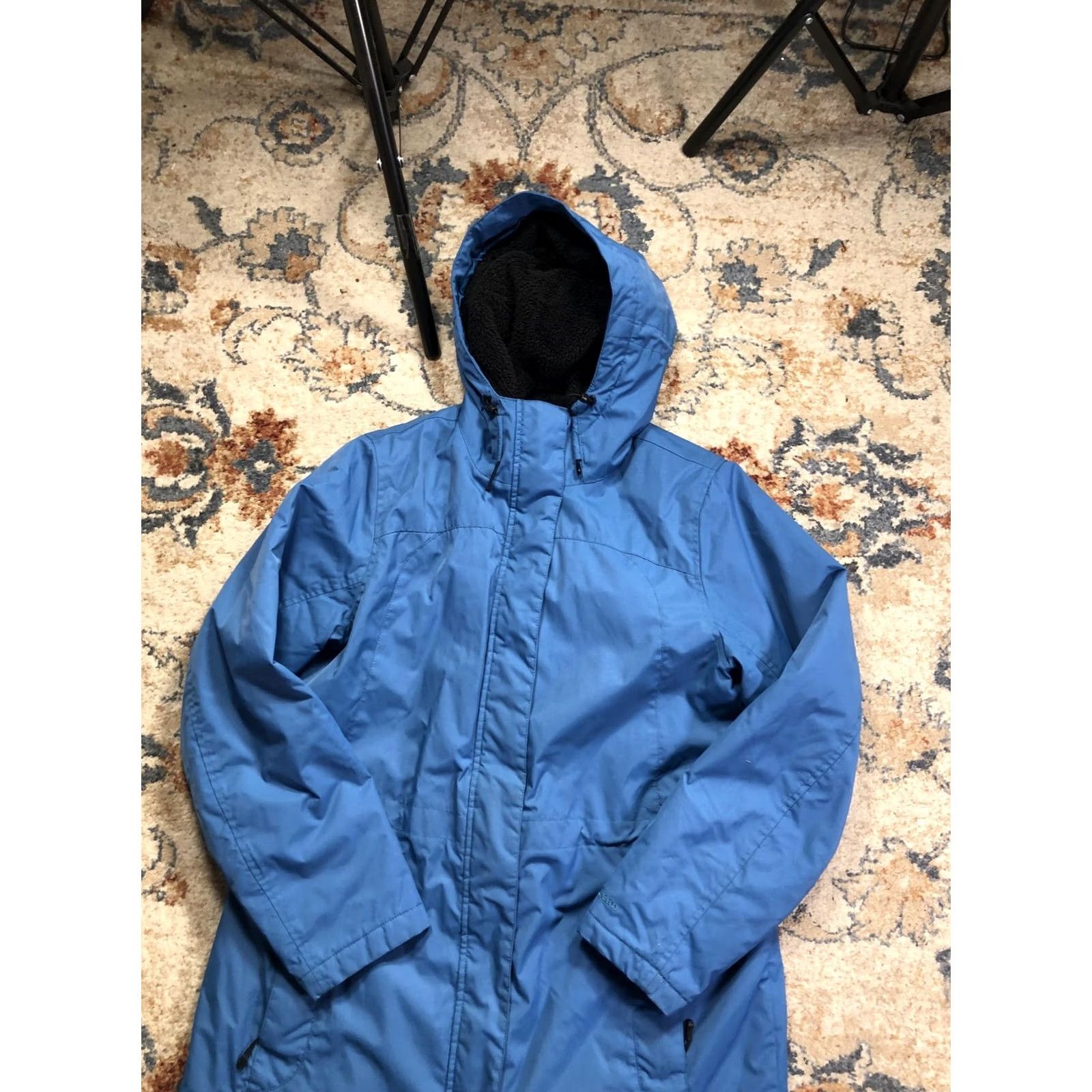Vintage LL Bean Coat Womens Medium Blue Hooded Fleece Lined Quilted Insulated Parka Size M / US 6-8 / IT 42-44 - 6 Thumbnail