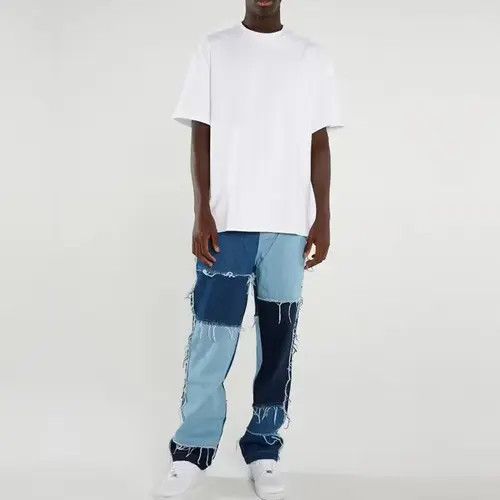 Jean Blue Patchwork Distressed Jeans Size US 28 / EU 44 - 1 Thumbnail