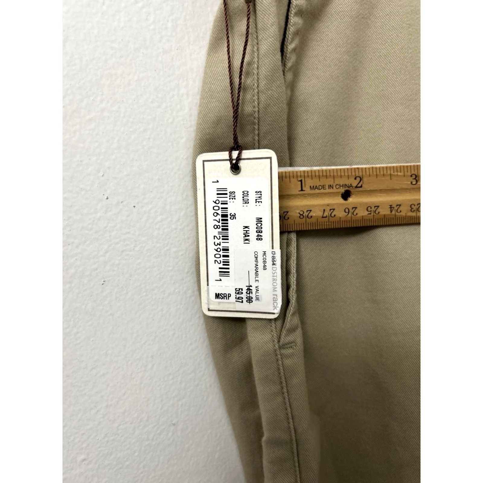 Peter Millar Peter Millar Pants Mens 35x36 Khaki Flat Front Twill Chino Beige Cotton Blend Spandex Straight Leg Men Size US 35 - 6 Thumbnail