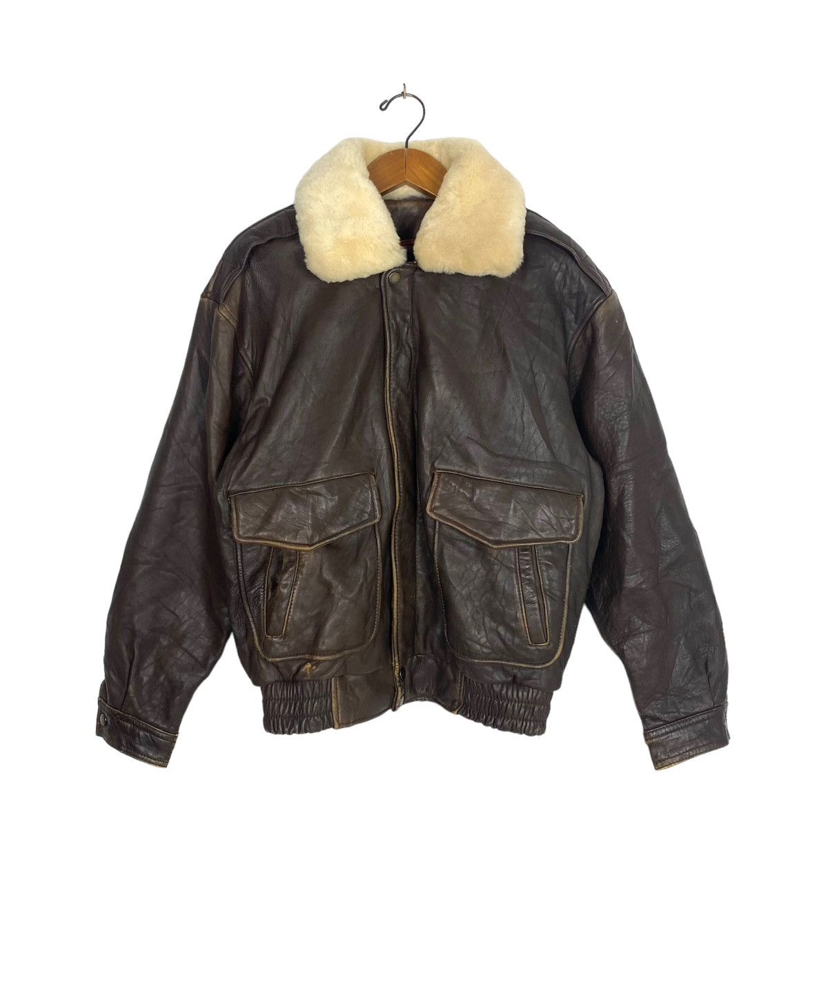 Vintage Rare‼️ Vintage Flight Jacket Sheep Leather Fur Colar Size US M / EU 48-50 / 2 - 1 Thumbnail