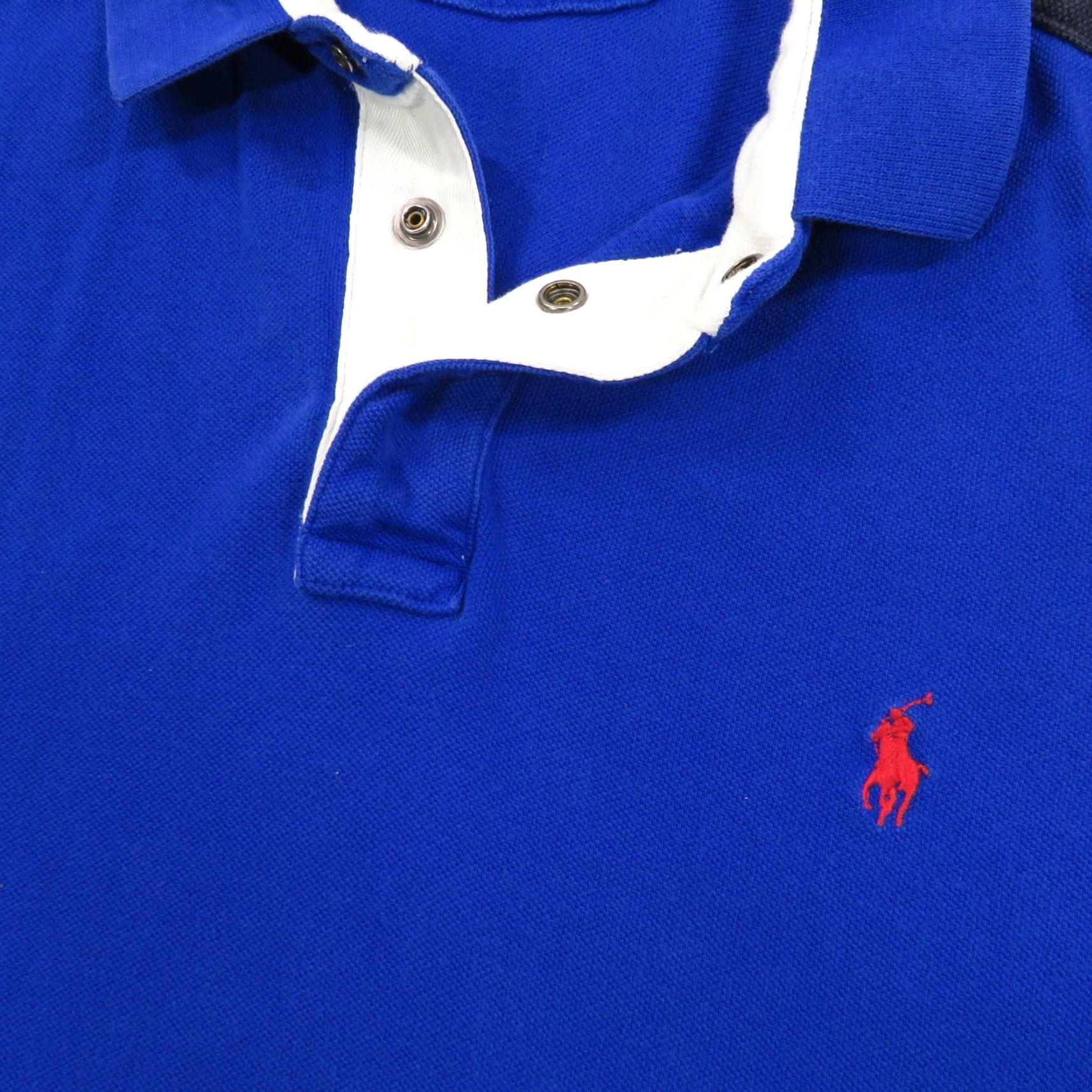 Polo Ralph Lauren VTG Polo Ralph Lauren Shirt Mens XL Blue Black Rugby Snap Collar Padded Shoulder Collared Short Sleeve Knit 100% Cotton Logo Embroidered USA 90s Size US XL / EU 56 / 4 - 6 Thumbnail